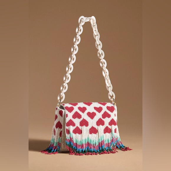 Anthropologie Handbags - Anthropologie BEADED HEART SHOULDER BAG Style No. 95659405